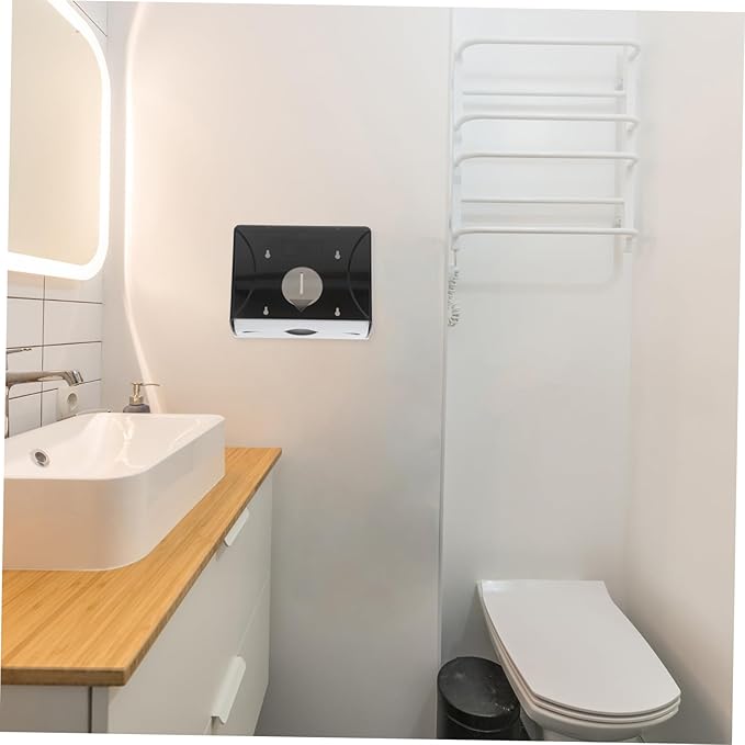 LIFKOME Wall Mounted Paper Towel Dispenser Capacity Black Tissue Holder for Bathroom and Kitchen Versatile Design for Hotels and Commercial Use Easy to Install Compatible with All Types