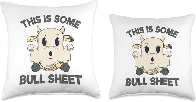 Bull Sheet Ghost Cow Halloween Funny This Is Bull Sheet Throw Pillow