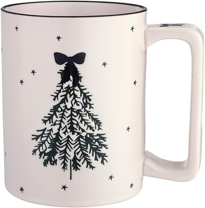 Santa Barbara Design Studio Holiday Ceramic Mug with Gold Foil Detail, 16-Ounces, Tree