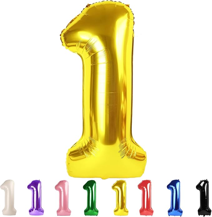 Number Balloons 40 Inch Gold 1, Big One Balloons for 1st Birthday For Girl Boy 11 21 31 Balloons for Wedding, Celebration Party, Graduations