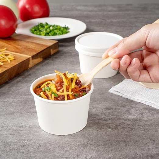 Coppetta 4 Ounce Dessert Cups, 50 Disposable Ice Cream Cups - Lids Sold Separately, Heavy-Duty, White Paper Frozen Yogurt Bowls, For Hot And Cold Foods, Perfect For Gelato Or Mousse - Restaurantware