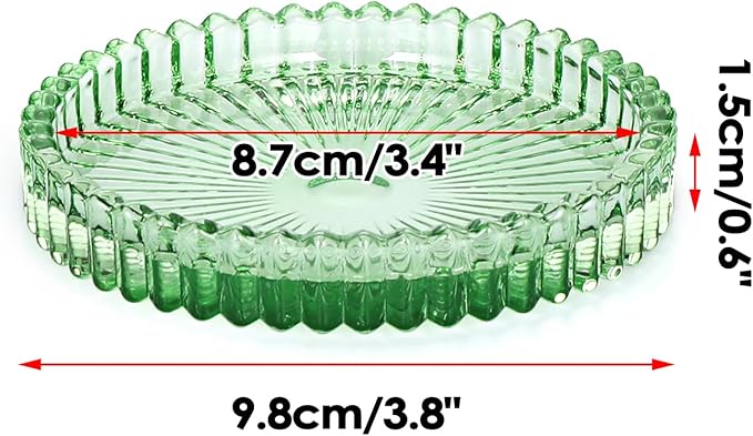 JUXYES 8 Pack Clear Green Crystal Coasters Round Cup Mat, Glass Coasters for Drinks Coffee Tea Wine, Decorative Wine Bottle Coaster, Crystal Drink Coasters for Restaurant bar Kitchen Dining Table