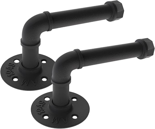 Wall Mount Industrial Paper Towel Holder, Heavy-Duty Retro Country Duct Roll Holder for Kitchen, Bathroom, Bedroom, and Outdoor Use, Black, 8 Inch (2 Pack)