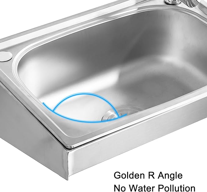 Wall Mounted Commercial Restaurant Sink, Utility Laundry Portable Handwashing Station, Stainless Steel Space Saver Hand Wash Sink with Faucet and Drain, Suitable for,37x31cm-Single cold water f