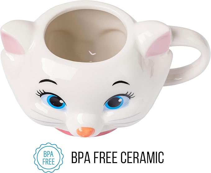 Silver Buffalo Disney Aristocats Marie Face Ceramic 3D Sculpted Mug, 20 Ounces