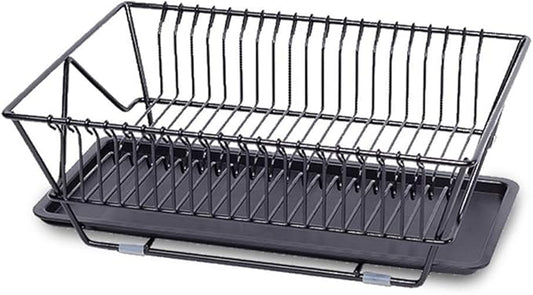 Kitchen Storage Rack Multifunction Dish Drying Rack Drainer Organizer Cups Bowl Kitchen Tools Tableware Storage Basket (Color : Black)