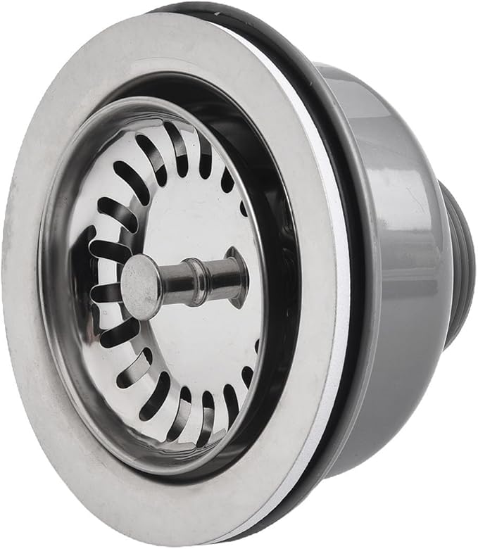 Stainless Steel Sink Drain Strainer with Double Filtering Design, 110mm Diameter Kitchen Basin Trap for Debris and Hair Catching, Durable PP and PVC Plumbing Fixture
