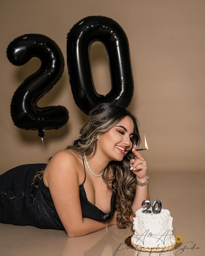 Black Number 20 Balloon 40 Inch, Large Happy 20th Birthday Decorations for Women, Foil Balloon Number for Wedding Marriage Proposa Big Events Family Reunions Party Supplies