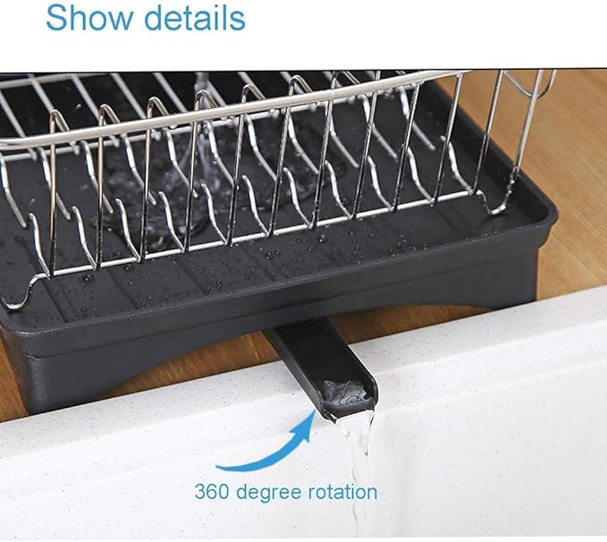 Utensil Holder Dish Drainer Adjustable Kitchen Dish Rack Dish Rack Multifunction Plate Drying Rack with Fork Spoon Organizer White