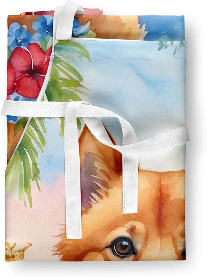 Caroline's Treasures Finnish Spitz Luau Apron Cooking Kitchen Server Baking Crafts Gardening for Adult Women Men, Unisex, Large, Multicolor