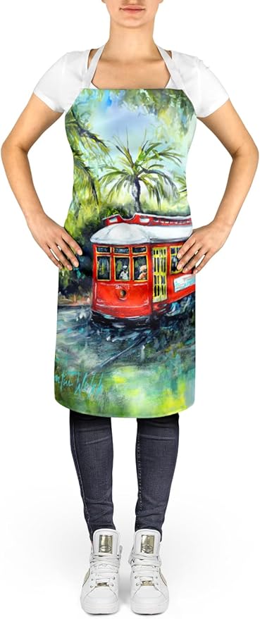 Caroline's Treasures Little Red Street Car Apron Cooking Kitchen Server Baking Crafts Gardening for Adult Women Men, Unisex, Large, Multicolor