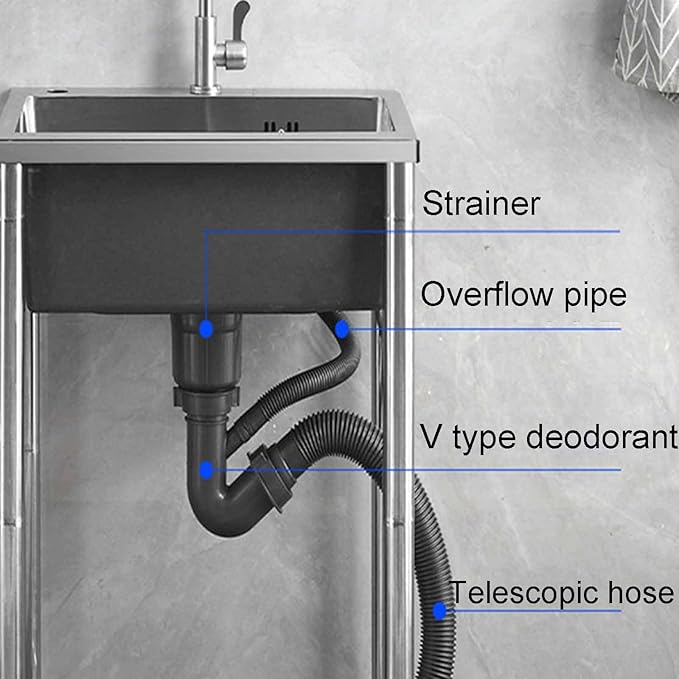 Sink Stainless Steel Kitchen SinkHand Made, 304 Stainless Steel Sink Compartment Free Standing Utility Sink for Garage, Restaurant, Laundry Room, Outdoor,Without Faucet-50 * 40 * 75cm