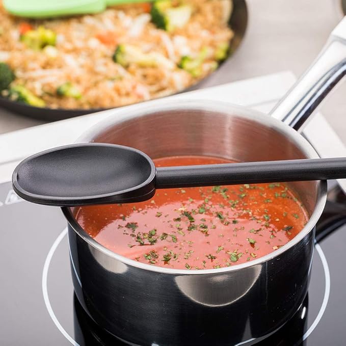 Restaurantware Met Lux 12 Inch Cooking Spoon 1 High Heat Mixing Spoon - Heat-Resistant Ideal For No-Stick Cookware Black Nylon Kitchen Spoon For Baking Mixing Stirring Scooping or Serving