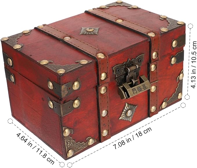 Sturdy Vintage Jewelry Storage Box Lockable Treasure Chest Desktop Organizing Basket