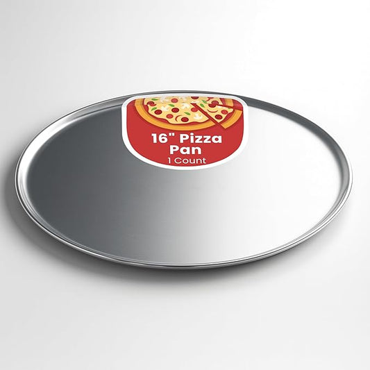 Restaurantware Met Lux 16 Inch Commercial Pizza Pan 1 Coupe Style Pizza Cooking Tray - Heavy-Duty 18-Gauge Aluminum Round Baking Tray Oven-Baking For Pizzas & More
