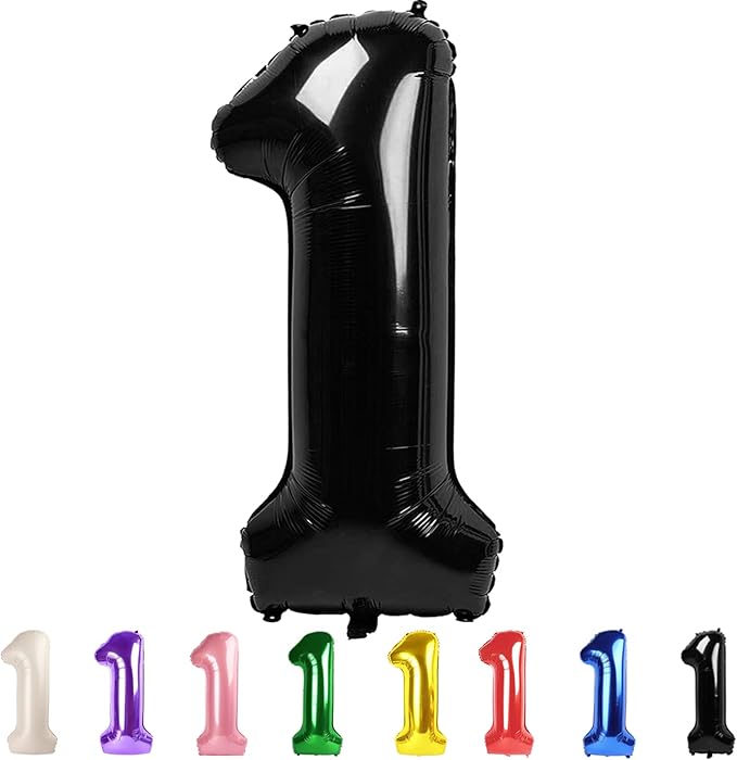Number Balloons 40 Inch Black 1, Big One Balloons for 1st Birthday For Girl Boy 11 21 31 Balloons for Wedding, Celebration Party, Graduations