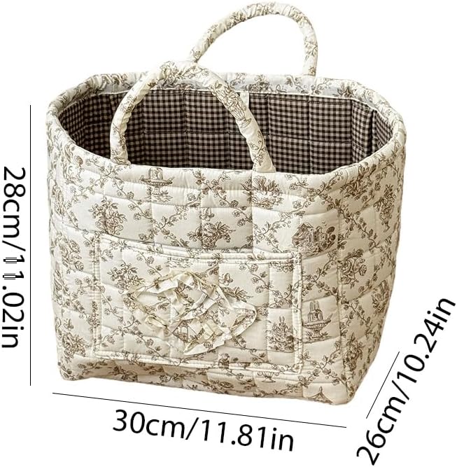 HiTotes Floral Storage Car Basket Diaper Caddy Organizer Quilted Laundry Basket Foldable Nursery Hamper Bag