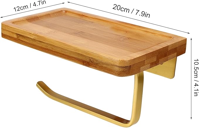 Paper Towel Holder Industrial Style Decorative Wall Mounted Rack Organizer for Kitchen Bathroom Office EcoFriendly Gold 7.9x4.7x4.1in