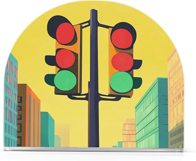 Traffic Light Fixture Yellow Napkin Holder for Table Acrylic Standing Napkin Dispenser for Kitchen Dining Tabletop Cocktail Tissue Paper Holder for Party Home Countertop