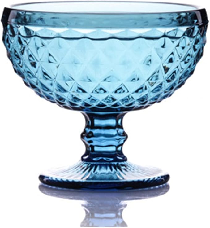 Bowls for Kitchen Glass Bowl Salad Bowl Glass for Dessert Mill Shake Goblet Glass Embossed Ice Cream Cup European Creative Salad Plates 300ml for Snack, Dessert (Color : 1) (J)