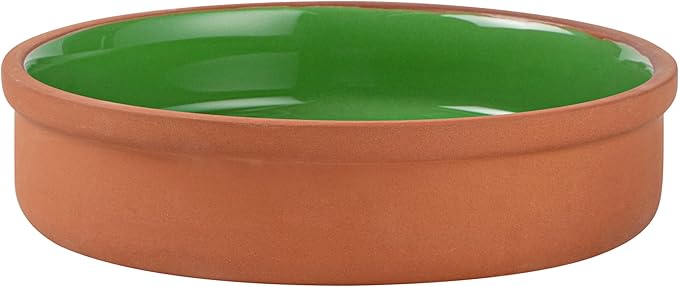 Restaurantware-Terra Tek 15.2 Ounce Terracotta Cazuelas, 2 Green Glazed Clay Pots For Cooking - Oven-Ready, Microwavable, Terracotta Serving Pots, Dishwashable, For Cooking And Serving