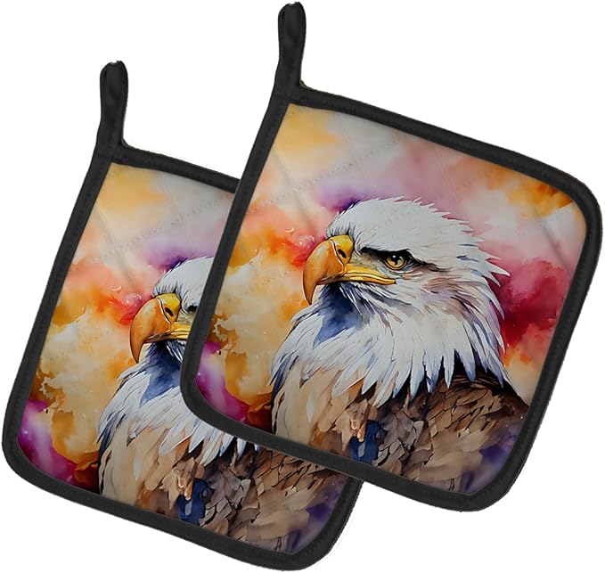 Caroline's Treasures Eagle Pair of Pot Holders Kitchen Heat Resistant Pot Holders Sets Oven Hot Pads for Cooking Baking BBQ, 7 1/2 x 7 1/2
