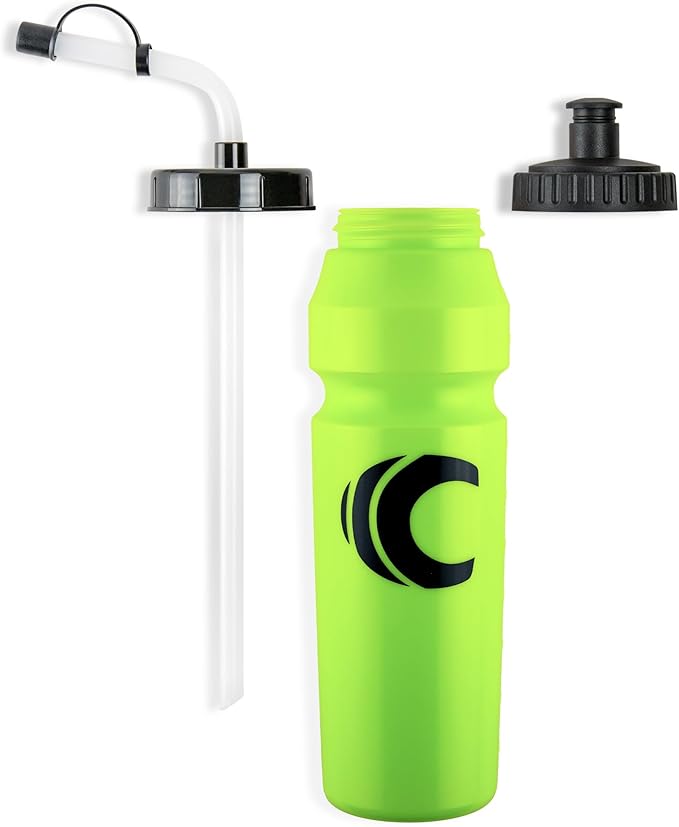 Cannon Sports 1 Liter Sports Water Bottle, BPA-Free, 34 Oz Capacity, Large Mouth, 2 lids (Straw and Squeeze), Great For Helmet Sports Such As Hockey, Lacrosse, Football, Boxing (Lime Green)