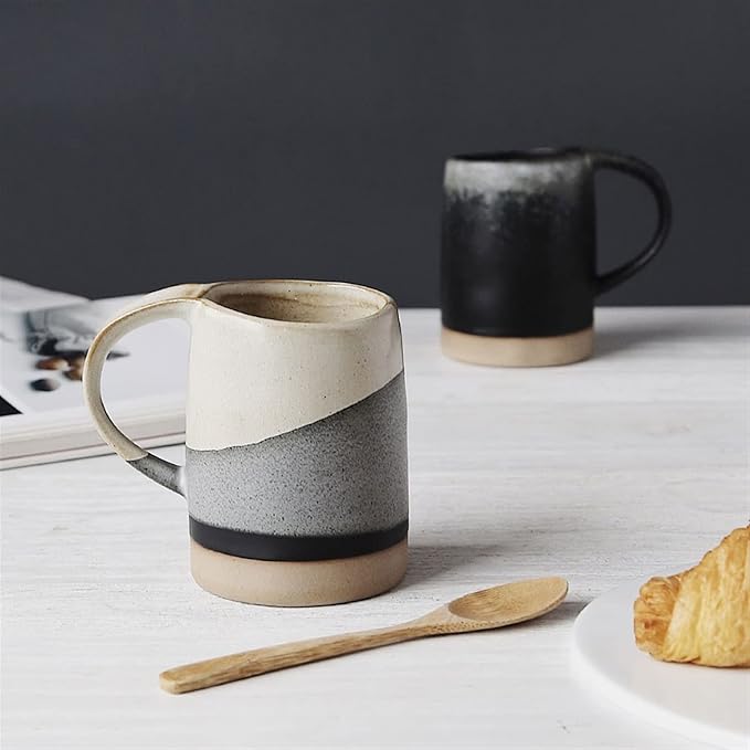 Latte Mug 400ML Large Capacity Vintage Rough Pottery Coffee Cup Household Couple Water Cup Simple Ceramic Mug for Any Kitchen (Color : 1) (Brass)