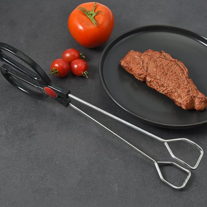 OSALADI 2pcs Stainless Steel Kitchen Tongs Bbq Food Buffet Serving Tongs with Heat Resistant Handles for Grill and Outdoor Cooking