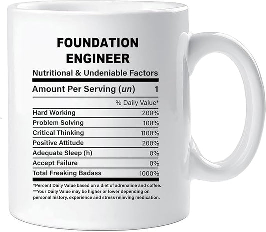 Funny Gift for Foundation Engineer, Foundation Engineer Nutrition Mug, Best Foundation Engineer Gift Ideas, Graduation, Funny Foundation Engineer Birthday Mug