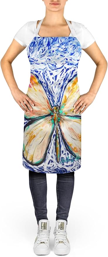 Caroline's Treasures Butterfly Violet Tip Apron Cooking Kitchen Server Baking Crafts Gardening for Adult Women Men, Unisex, Large, Multicolor