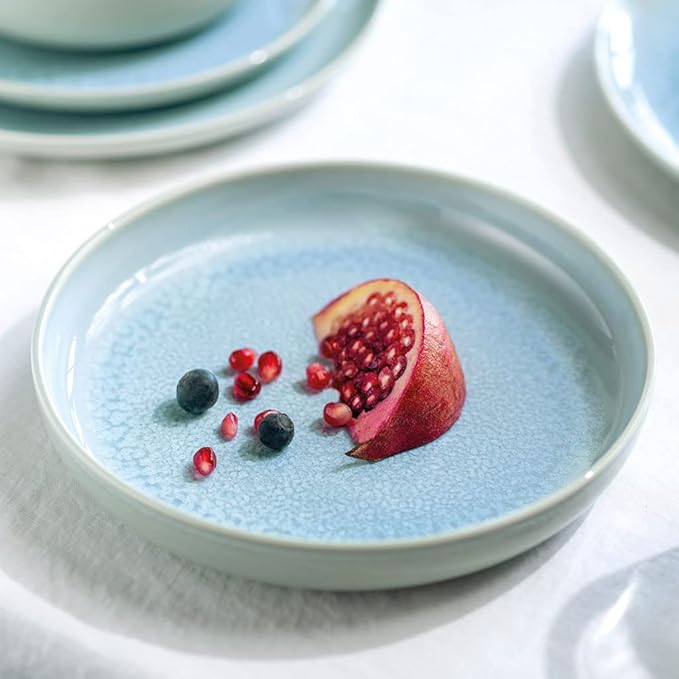 Villeroy & Boch like Crafted Blueberry Deep Plate/Pasta Bowl, Premium Porcelain, Dishwasher and Microwave Safe, 8.5 x 1.5 in, 27.75 oz Capacity, Turquoise
