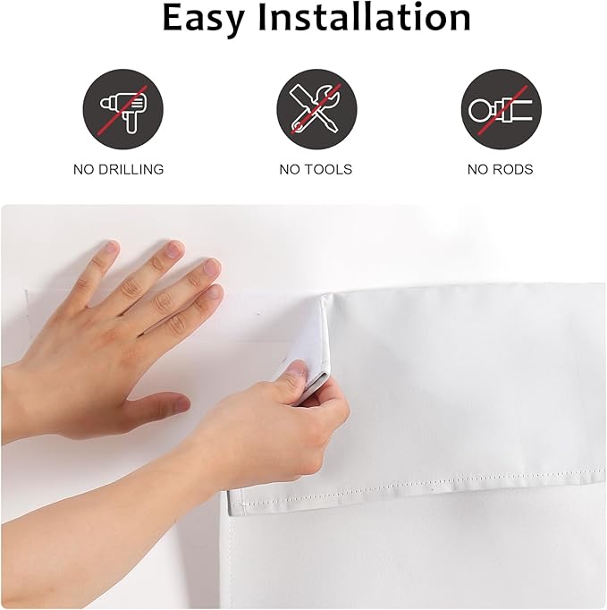 WdFour French Door Curtain - Blackout Thermal Insulated Door & Window Cover for Front/Side Doors - Noise Reducing & Energy Saving - Greyise White, 30x70 Inches, 1 Panel