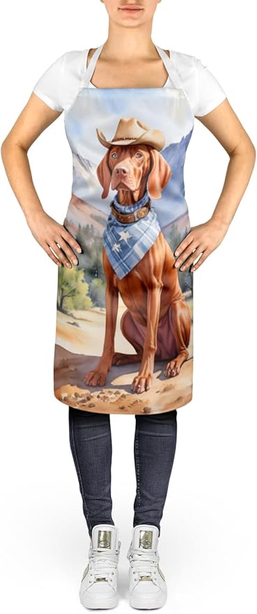 Caroline's Treasures Vizsla Cowboy Welcome Apron Cooking Kitchen Server Baking Crafts Gardening for Adult Women Men, Unisex, Large, Multicolor