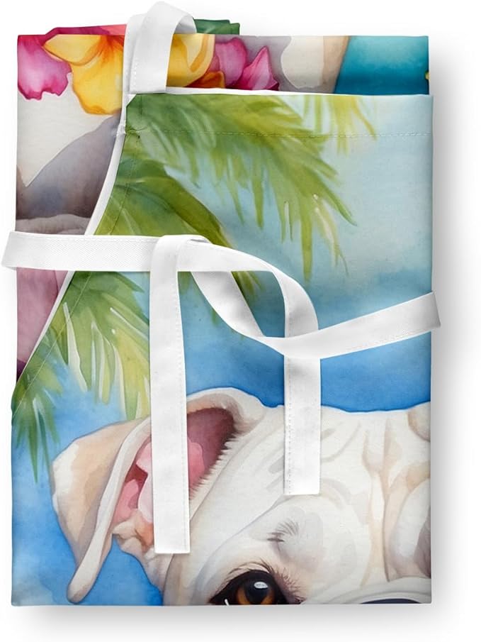 Caroline's Treasures American Bulldog Luau Apron Cooking Kitchen Server Baking Crafts Gardening for Adult Women Men, Unisex, Large, Multicolor