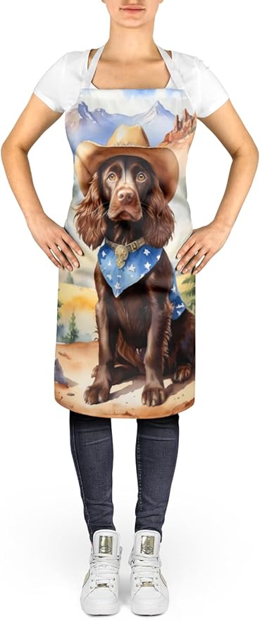Caroline's Treasures Boykin Spaniel Cowboy Welcome Apron Cooking Kitchen Server Baking Crafts Gardening for Adult Women Men, Unisex, Large, Multicolor