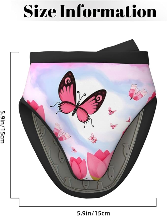 1 Pcs Mini Silicone Oven Mitts Mother's Day Tulips Heat Resistant Grill Gloves with Hanging Loop, Pink Butterflies Little Kitchen Mittens for Cooking Baking BBQ