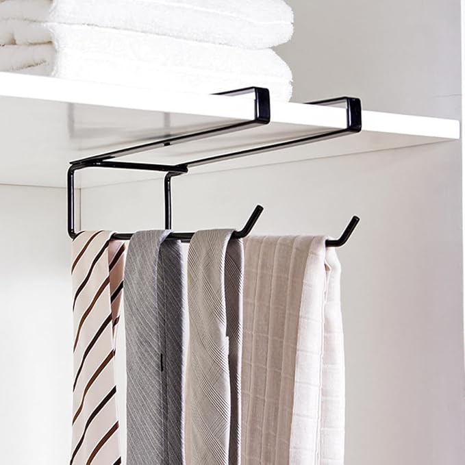Free-Punch Wall-Mounted Paper Towel Holder Black Kitchen Cabinet Tissue Storage Rack Practical Under Cabinet Organizer for Home and Commercial Use