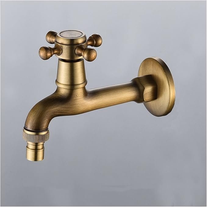 LESANGBAIHUODIAN Wall Mounted Faucet Brass Single Cold Sink Tap Vintage Water Tap Fit for Bathroom Washing Machine Sink Mop Pool Outdoor Garden (Color : Washing Machine L)