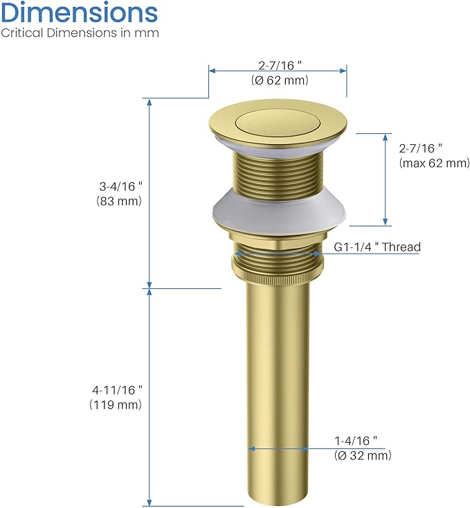 KIBI Waterfall Bathroom Sink Faucet | Single Handle Brass Vanity Faucet with Water Supply Hose | Durable Brass Construction and Smooth Water Flow | Brushed Gold Finish, KBF1005 (Pop Up Drain Included)