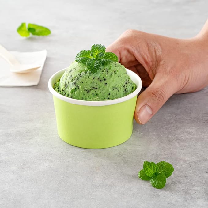 Restaurantware-Coppetta 5-Ounce Dessert Cups, 200 Disposable Ice Cream Cups - Lids Sold Separately, Sturdy, Light Green Paper Frozen Yogurt Bowls, For Hot And Cold Foods, Perfect For Gelato Or Mousse