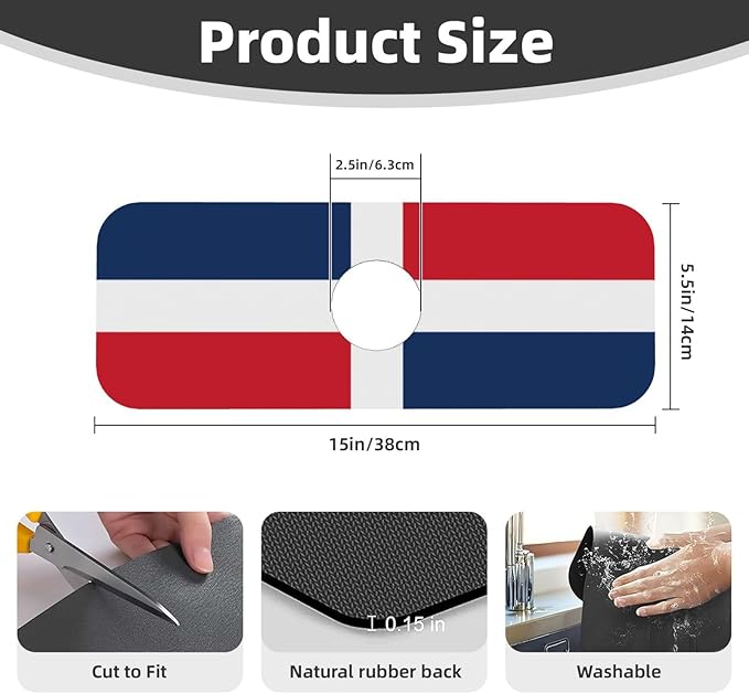Dominican Republic Printed Faucet Absorbent mat, Suitable for bathrooms, Kitchens, and Other Sink Areas.