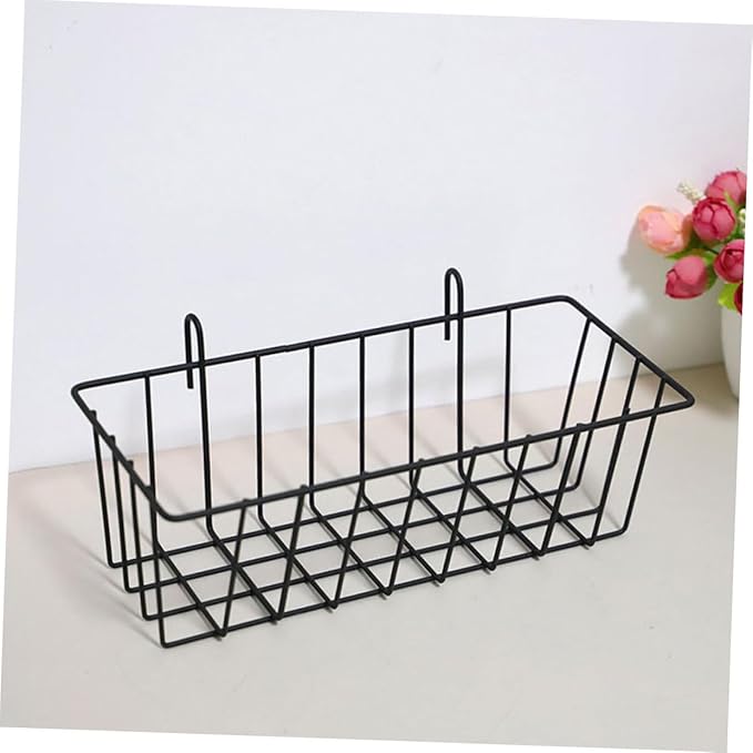 2Pcs Wire Grid Panel Shelf Set Black Metal Storage Baskets for Wall Organizing for Kitchen Bathroom and Home Decor