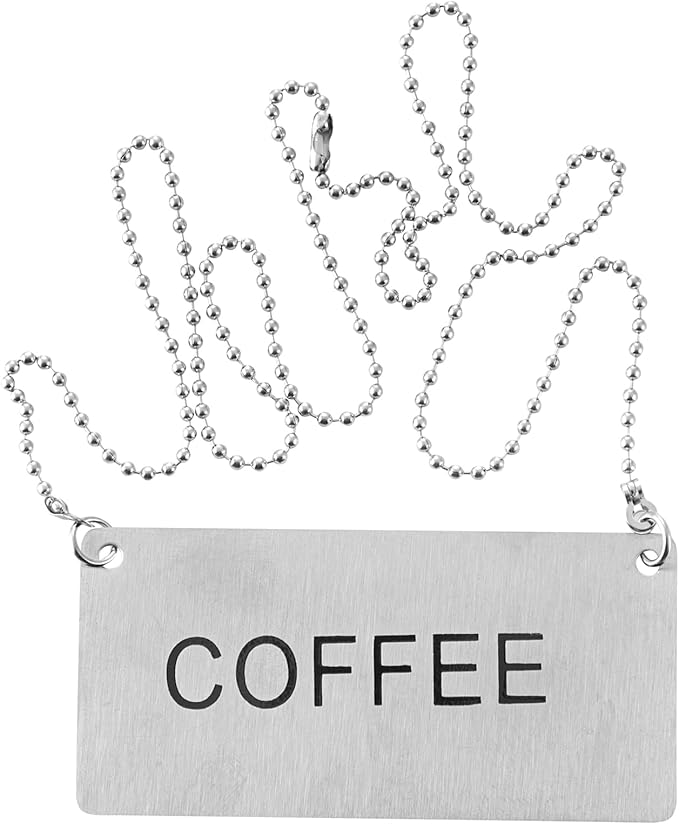 Restaurantware 26 Inches Chafer Urn Chain and 3.5 x 1.6 Inch "Coffee" Label - 12 Count - Met Lux Stainless Steel Chafing Dish Accessory, Durable, Easy to Use - Label for Catering, Buffet
