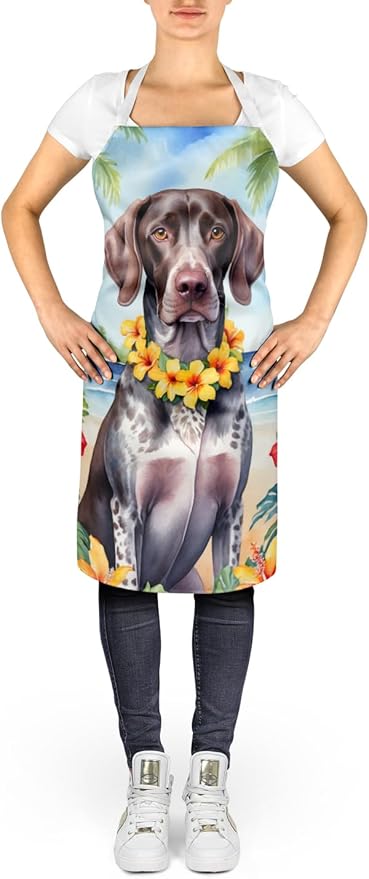 Caroline's Treasures German Shorthaired Pointer Luau Apron Cooking Kitchen Server Baking Crafts Gardening for Adult Women Men, Unisex, Large, Multicolor