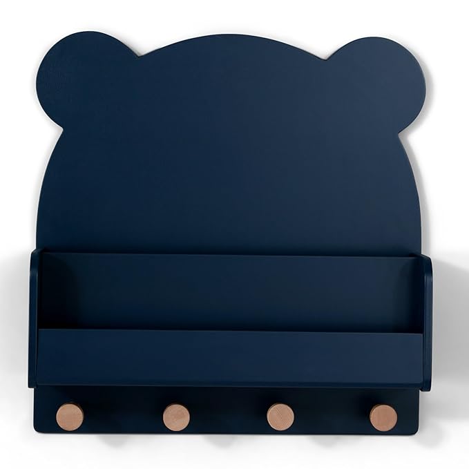 babyGap by Delta Children Brannan Bear Wall Shelf with 4 Hooks, Navy