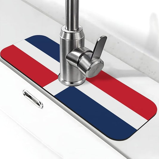 Dominican Republic Printed Faucet Absorbent mat, Suitable for bathrooms, Kitchens, and Other Sink Areas.