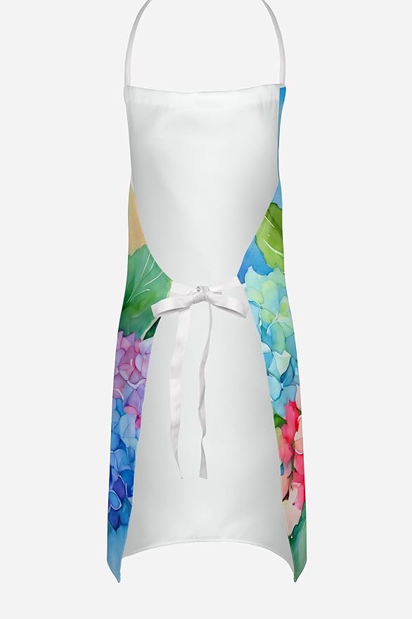 Caroline's Treasures Hydrangeas in Watercolor Apron Cooking Kitchen Server Baking Crafts Gardening for Adult Women Men, Unisex, Large, Multicolor