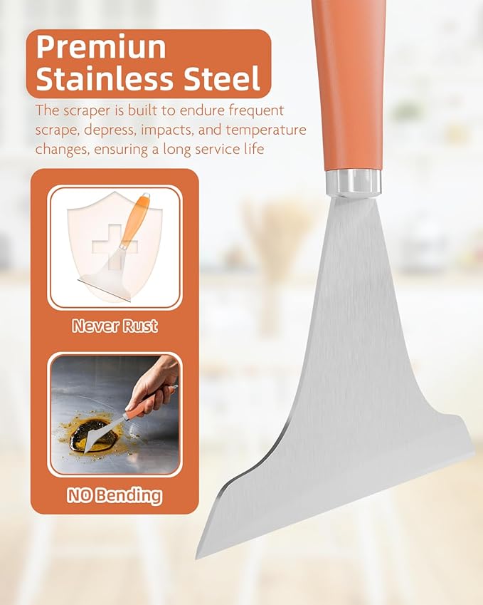 LEIFENY Griddle Scraper, Scrape Tool for Grill Flat Top, Heavy Duty, Multi-Functional, Great Accessories for Cooking and Cleaning