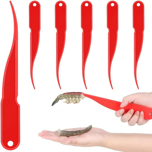 Gisafai 6 Pcs Shrimp Peeler Plastic Deveiner Cleaner Tool for Kitchen Shrimp Deveining Peel Tool, 10.2 Inch(Red)